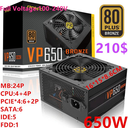 New Original PSU For Antec 80plus Bronze Game Mute Power Supply 450W 500W 550W 650W Power Supply VP450 VP500 VP550 VP650