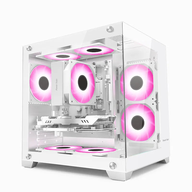 Power Train Seaview Glaze MATX Case Panoramic Side Transparency Without Pillars Support 240 WaterCooler Computer Desktop Chassis