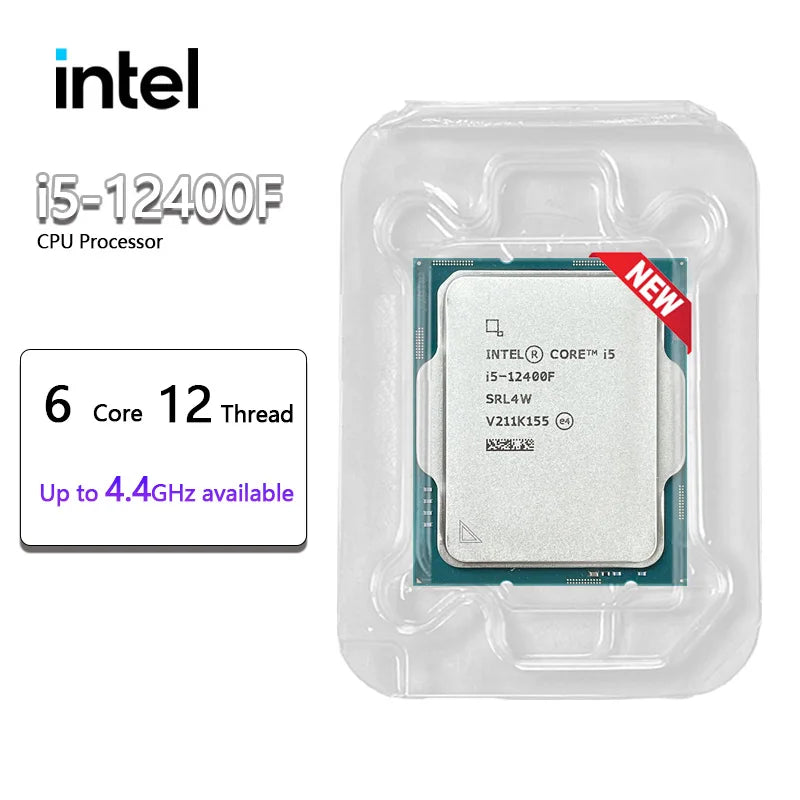 Intel Core i5-12400F New i5 12400F 2.5 GHz 6-Core 12-Thread CPU  10NM L3=18M 65W LGA 1700