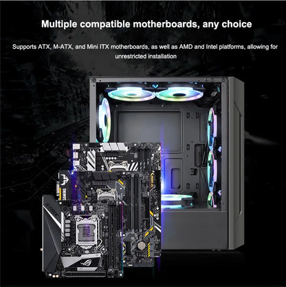 Power Train ES280 Desktop Computer Case RGB Colorful Light Bar ATX Motherboard Competitive Game Chassis For 240 Water-Cooler