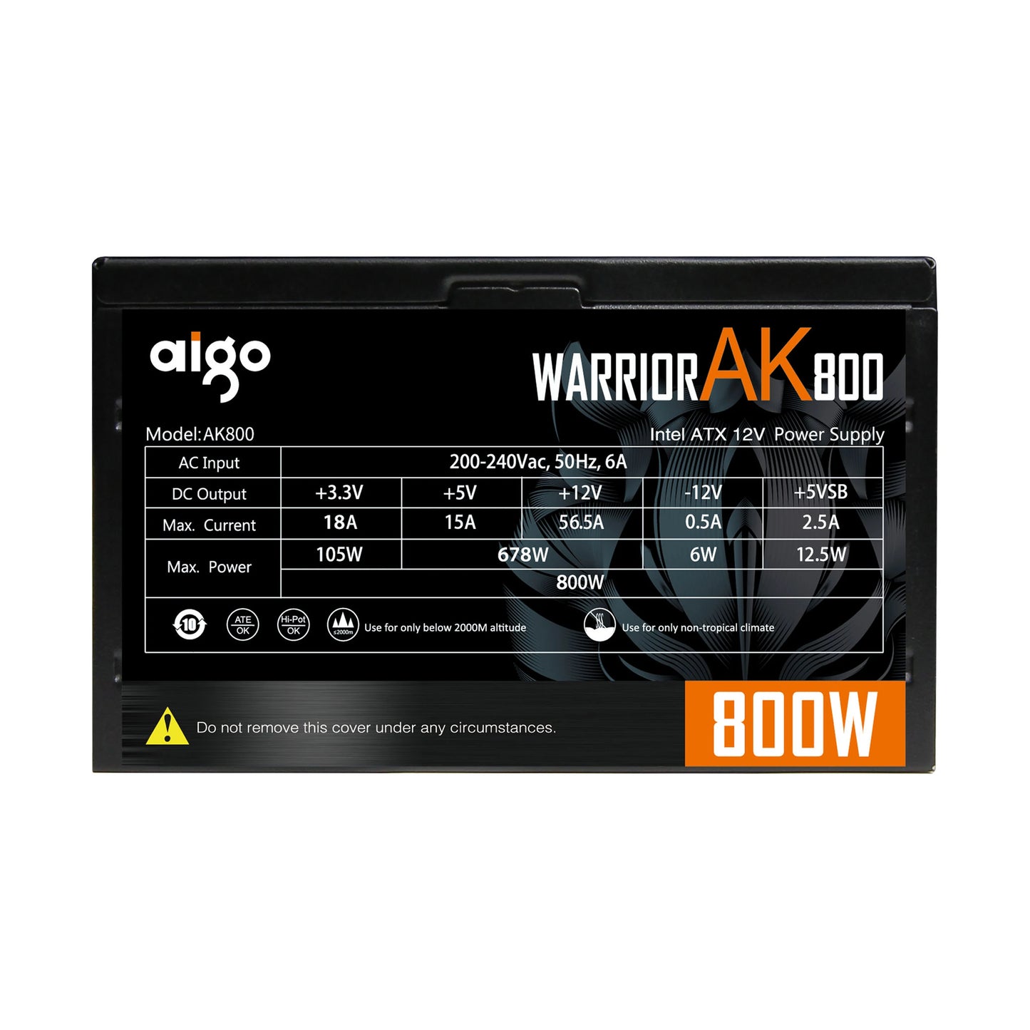 Aigo AK 800W PC PSU Power Supply Unit Black Gaming Quiet RGB 120mm Fan 220V ATX Desktop Computer Power Supply For BTC Pc gamer