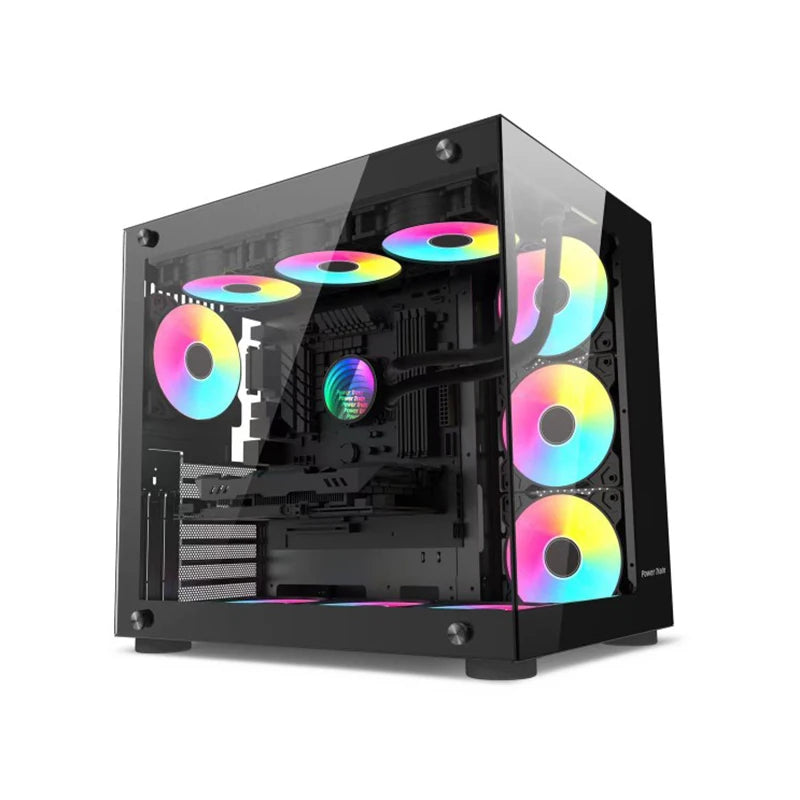 Power Train Seaview Dream MATX ITX Computer Case Panoramic Tempered Glass Side Transparency Without Pillars ATX Desktop Chassis