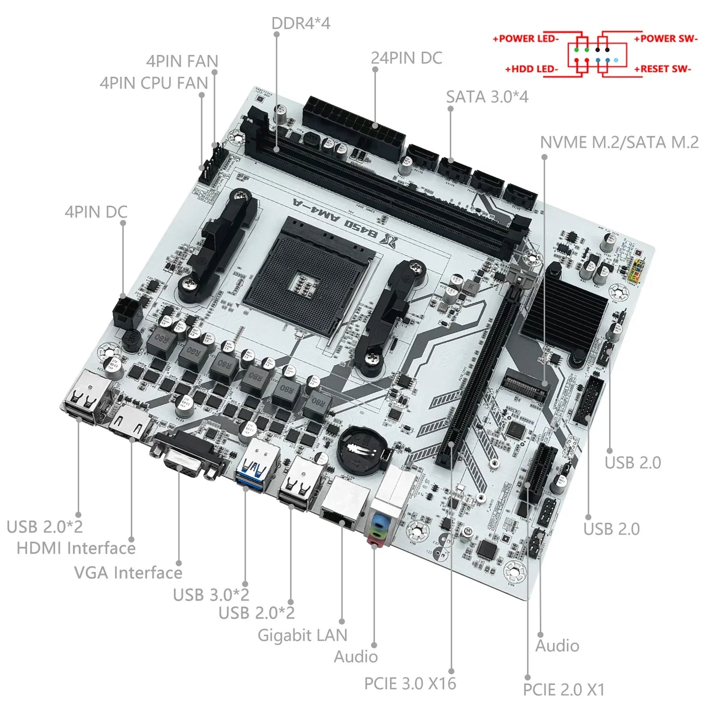 MACHINIST B450 Motherboard AMD Processor Dual-channel DDR4 Memory AM4 Mainboard M.2 NVME (Supports Ryzen 5500 5600 5600G CPU)