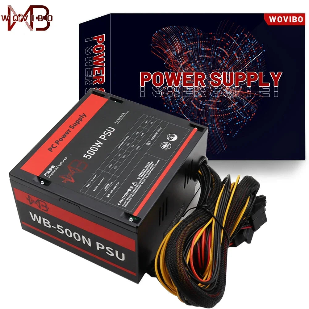 PC Power Supply PSU Rated 500W 110V 220V Bivolt For ATX Computer Case Gaming 120mm Fan 20/24PIN 12V Desktop Source BTC EU Plug