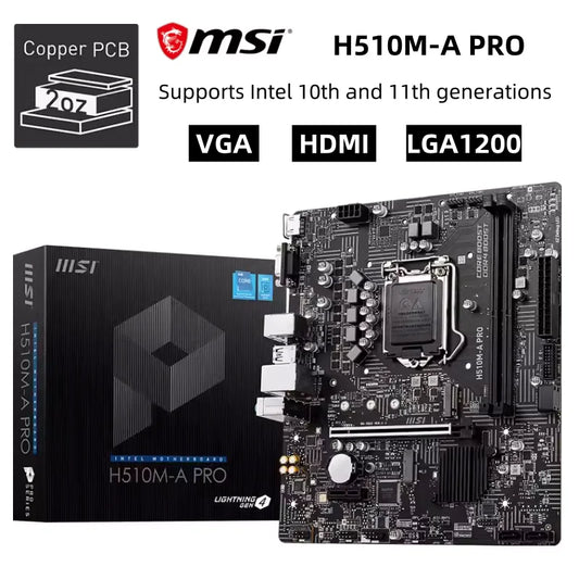 Original NEW H510M-A PRO Motherboard AM4 M.2 NVME DDR4 ATX Support Intel 10th and 11th generation Mainboard Dual Channel 2x DDR4