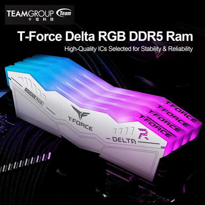 TEAMGROUP T-Force Delta RGB DDR5 Ram 32GB (2x16GB) 6000MHz PC5-48000 CL30 Desktop Memory Module Ram for 600 700 Series Chipset