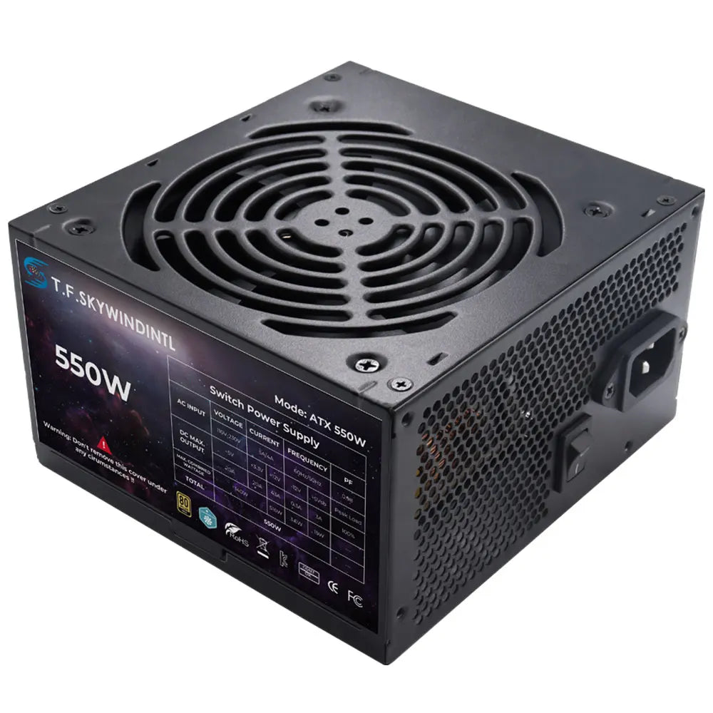 T.F.SKYWINDINTL 550W ATX PC Power Supply 550W 80+ Bronze Certified PSU For Computer