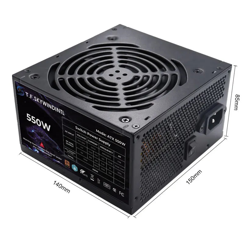 T.F.SKYWINDINTL 550W ATX PC Power Supply 550W 80+ Bronze Certified PSU For Computer