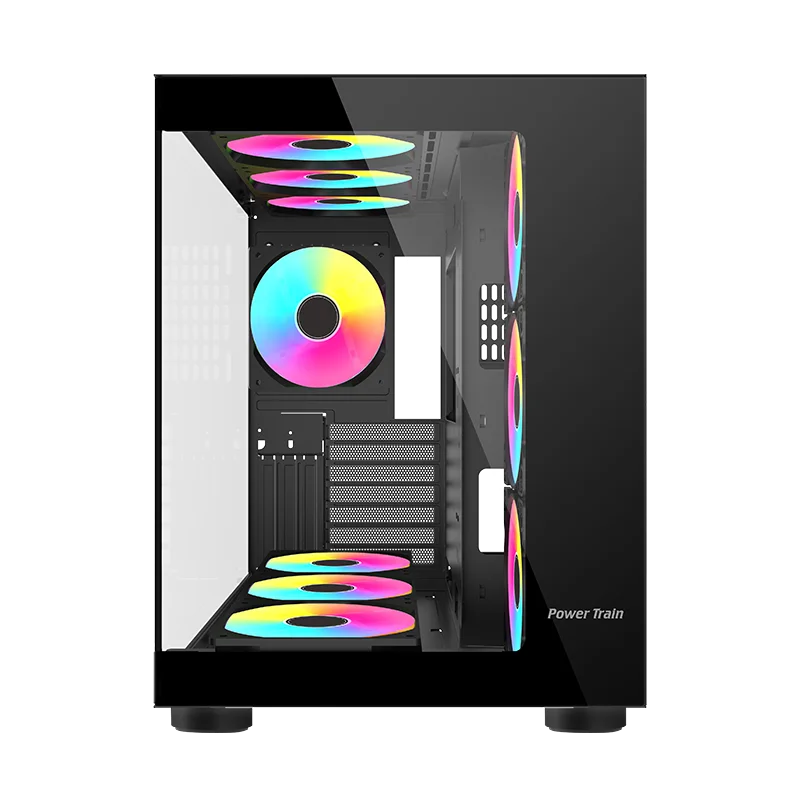 Power Train Seaview Dream MATX ITX Computer Case Panoramic Tempered Glass Side Transparency Without Pillars ATX Desktop Chassis