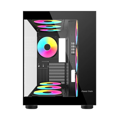 Power Train Seaview Dream MATX ITX Computer Case Panoramic Tempered Glass Side Transparency Without Pillars ATX Desktop Chassis