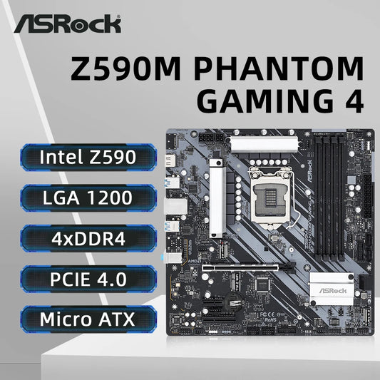 ASRock Z590 Motherboard Support i9-11900KF 10900K i7-11700K 10700KF i5-11600K 10600 CPU 4xDDR4 4800MHz HDMI M.2 NVME PCIe 4.0