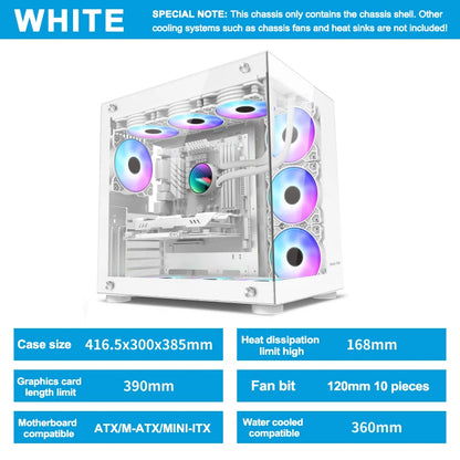 Power Train Seaview Dream MATX ITX Computer Case Panoramic Tempered Glass Side Transparency Without Pillars ATX Desktop Chassis