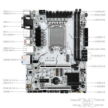 MACHINIST B660 Windwalker LGA 1700 Motherboard Support Intel Core 12 13 Gen CPU Processor DDR4 RAM Memonry NVME M.2 SATA3.0 WIFI