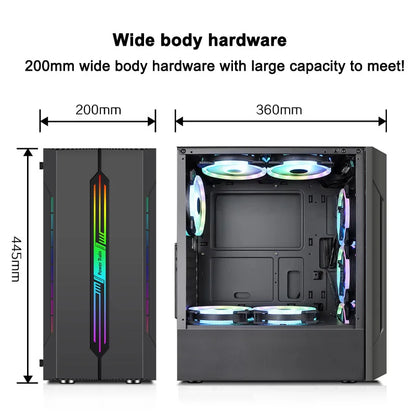 Power Train ES280 Desktop Computer Case RGB Colorful Light Bar ATX Motherboard Competitive Game Chassis For 240 Water-Cooler