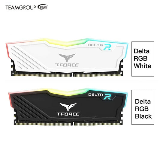 TEAMGROUP T-Force Delta RGB DDR4 8GB 16GB 3200MHz CL16 3600MHz CL18  Desktop Gaming Memory Ram - WHITE / BLACK