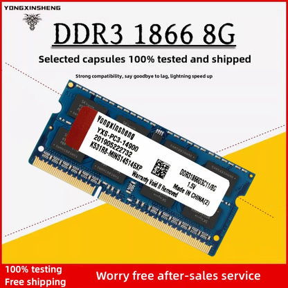 memoria ram ddr3 2GB 4GB 8GB ram ddr3 8500 1333 1600 1866 PC3 1066-1333-12800-14900MHz Non-ECC 1.5V CL11 204 Pin SODIMM 1.5V